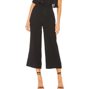 Superdown Brooke Wide Leg Pants Black High Rise Cropped Flowy Women’s Size Large